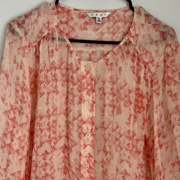 Cabi Emerson‎ Women's Med Silk Button Down Abstract Blouse Top Tunic - Picture 1 of 9